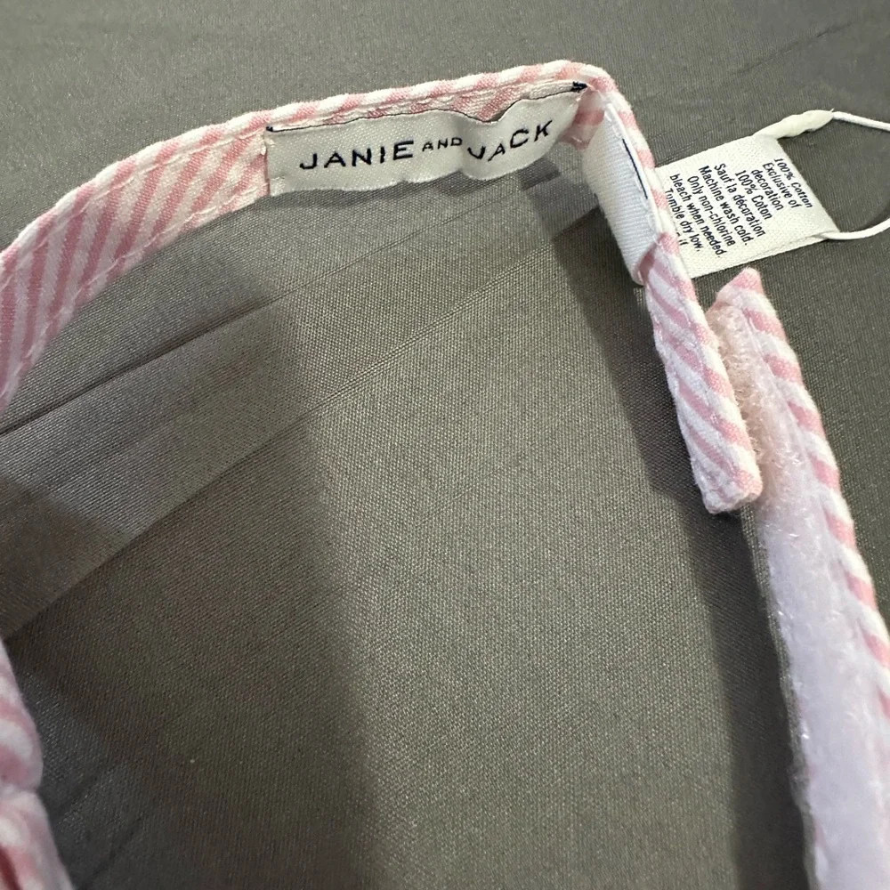 Janie and Jack Pink and White Striped Bow Tie with Black Anchor Accent
